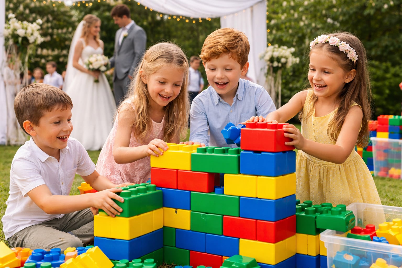 XXL Softbricks als speelhoek op een bruiloft