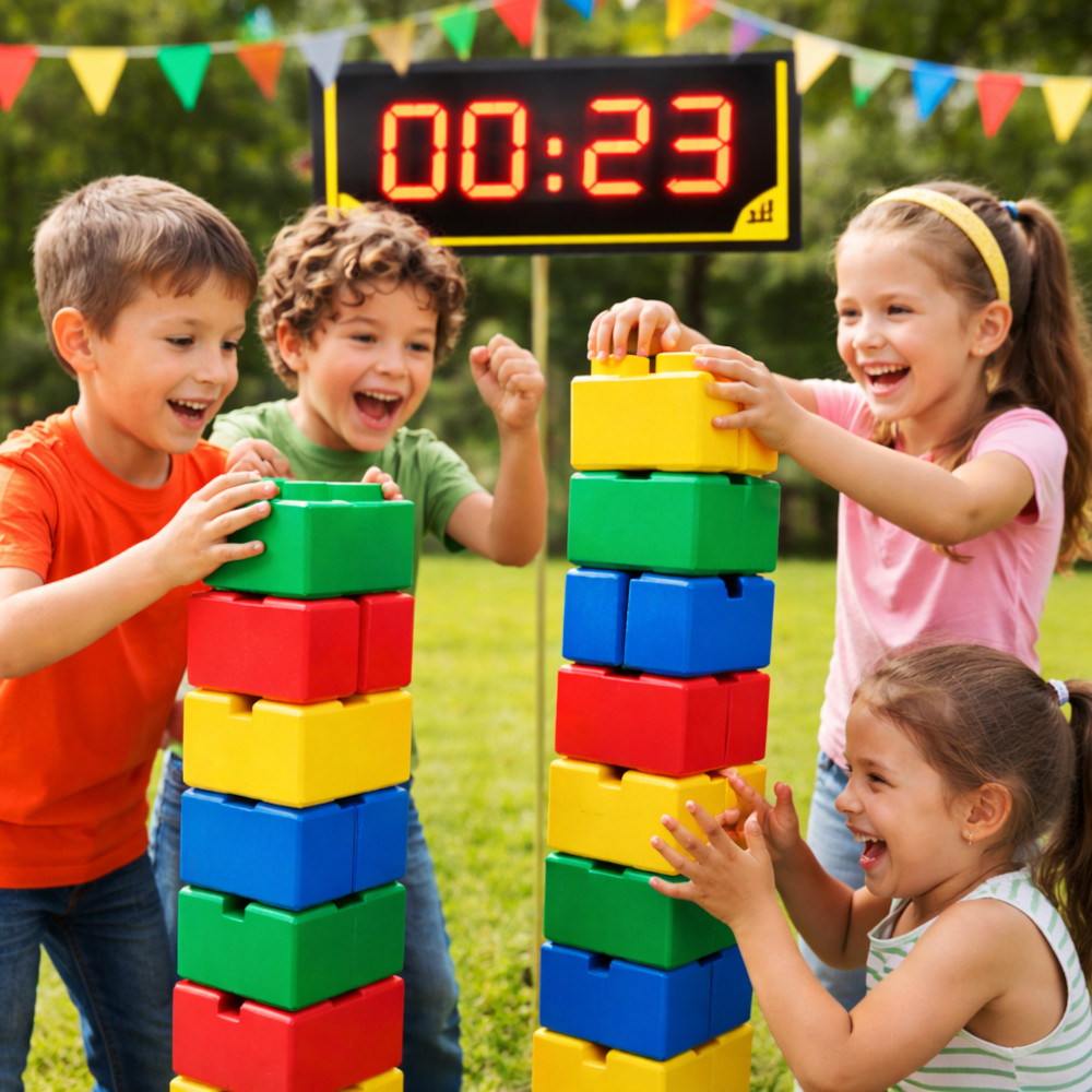 Teams doen mee aan een XXL Softbricks bouw challenge